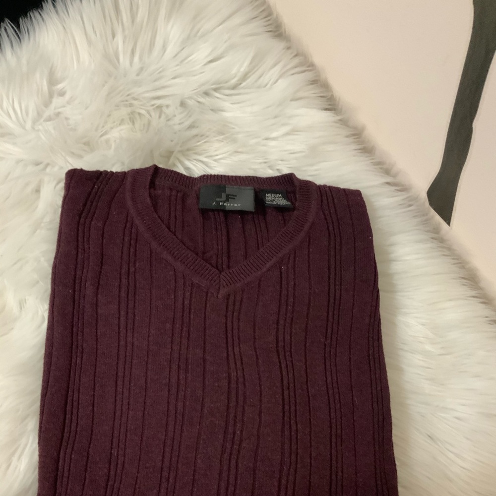 J. FERRAR - stretch ribbed long sleeve sweater